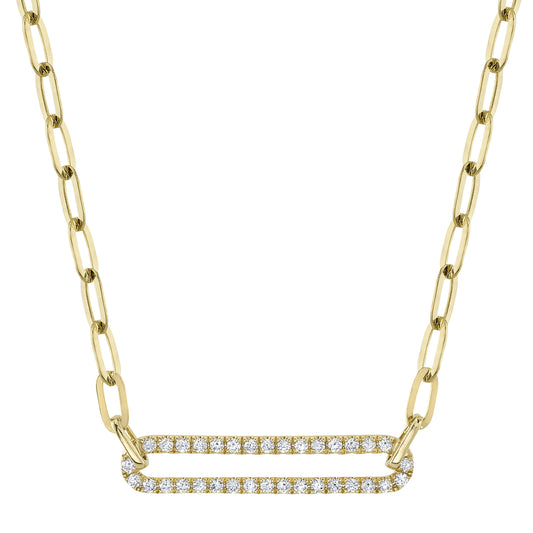 0.26Ct 14K Y/G Diamond Paper Clip Link Necklace