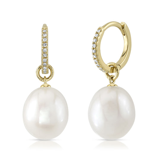 0.06Ct 14K Y/G Diamond & Cultured Pearl Earring