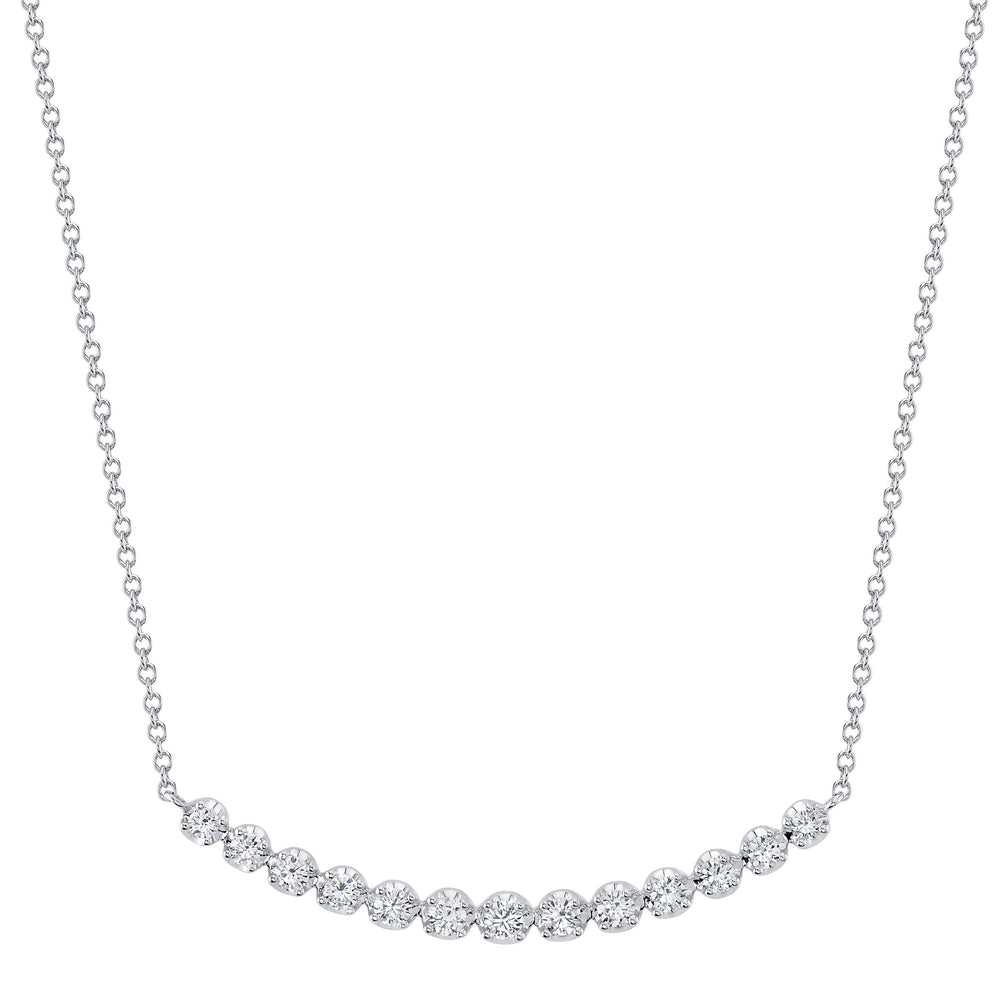 0.91Ct 14K W/G Diamond Crown Setting Necklace