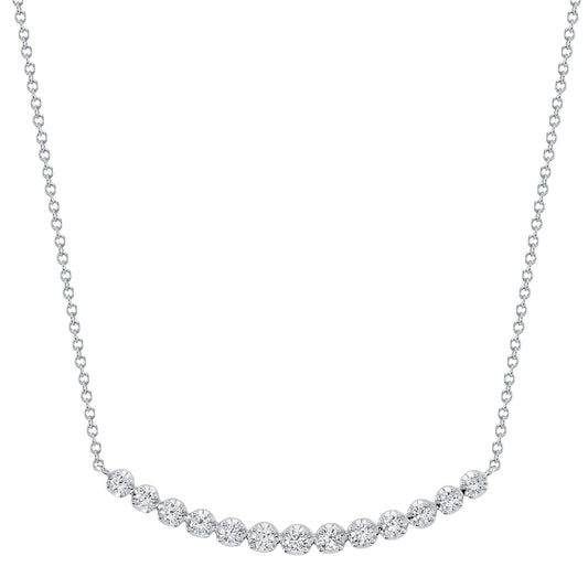 0.91Ct 14K W/G Diamond Crown Setting Necklace