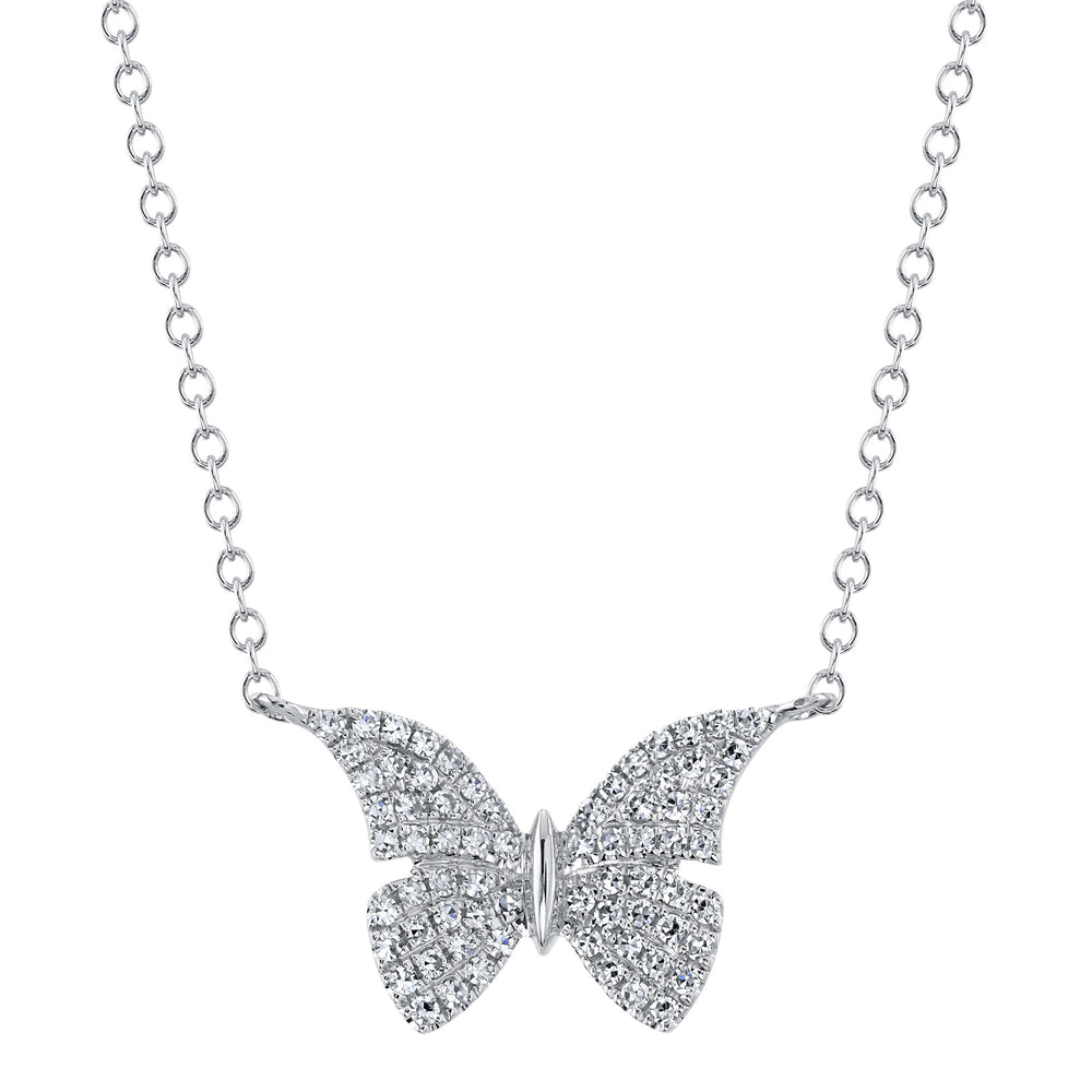 0.15Ct 14K W/G Diamond Butterfly Necklace