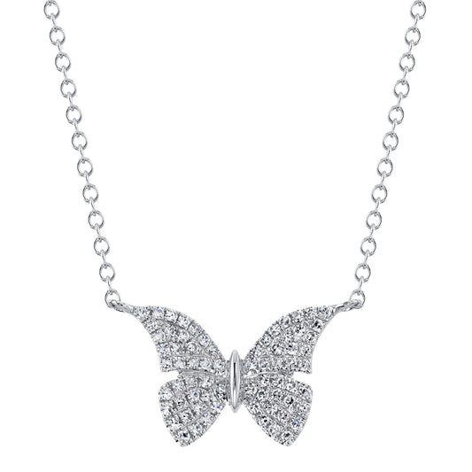 0.15Ct 14K W/G Diamond Butterfly Necklace