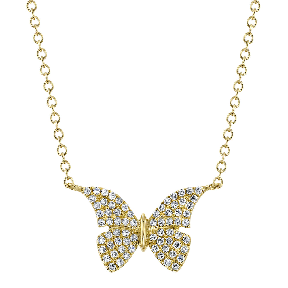 0.15Ct 14K Y/G Diamond Butterfly Necklace