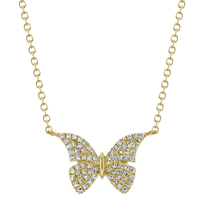 0.15Ct 14K Y/G Diamond Butterfly Necklace
