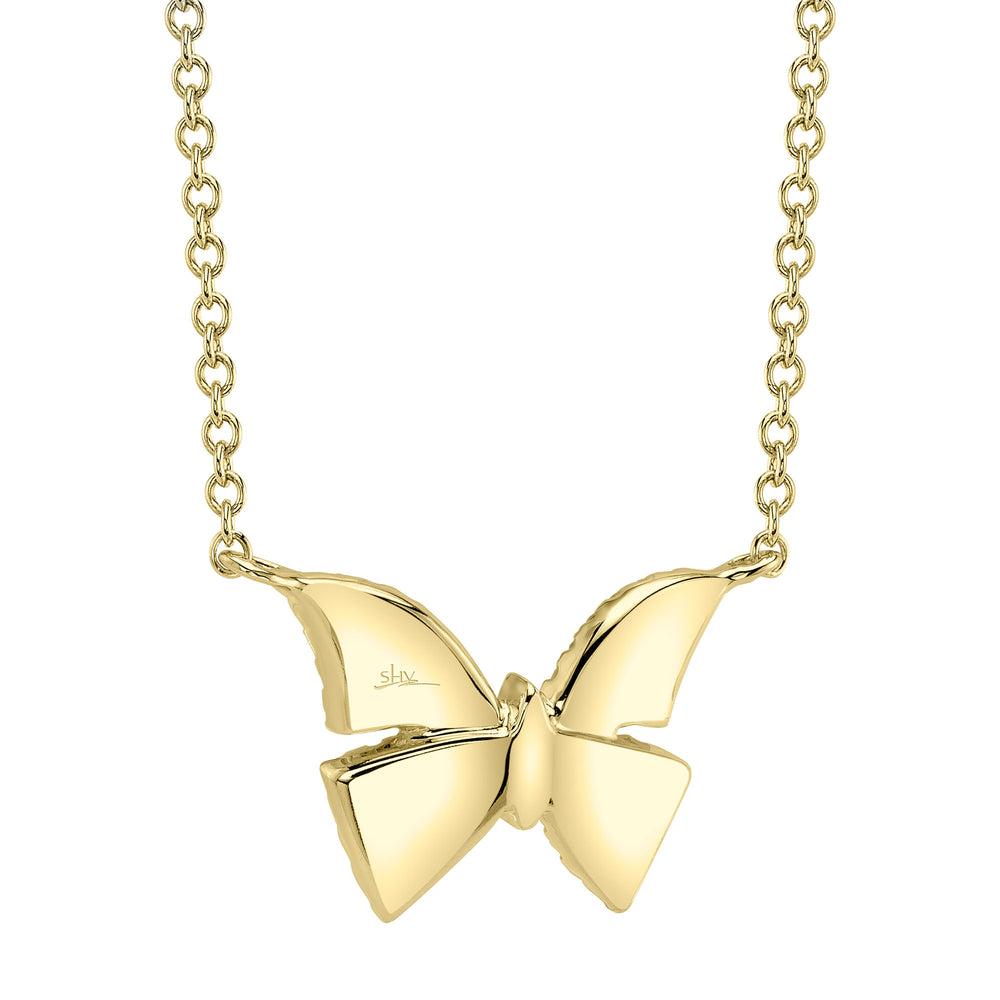 0.15Ct 14K Y/G Diamond Butterfly Necklace