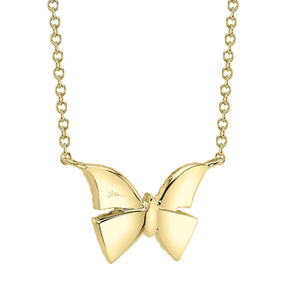 0.15Ct 14K Y/G Diamond Butterfly Necklace