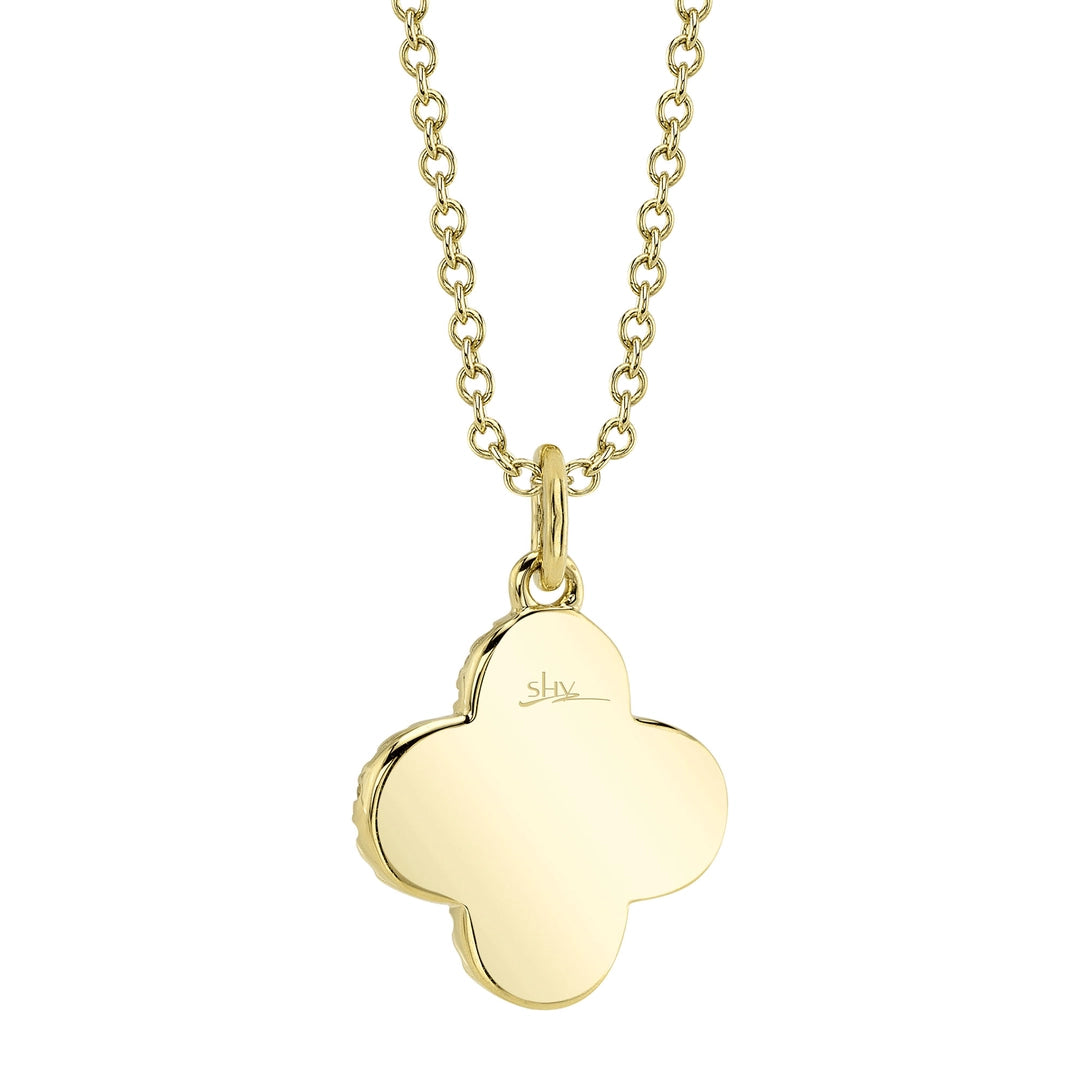 0.23Ct 14K Y/G Diamond Pave Clover Necklace