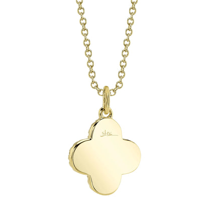 0.23Ct 14K Y/G Diamond Pave Clover Necklace