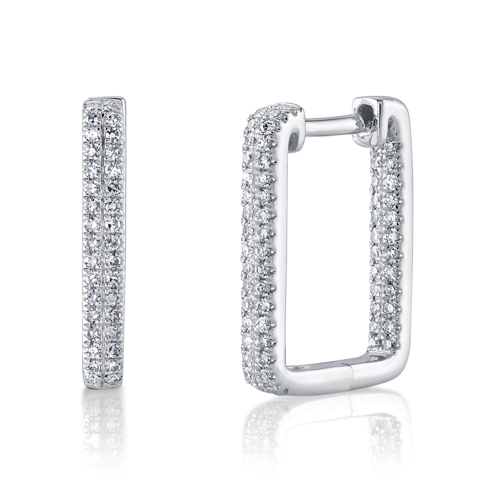 0.27Ct 14K W/G Diamond Rectangle Hoop Earring