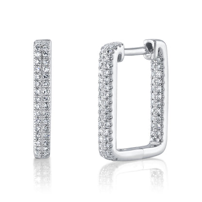 0.27Ct 14K W/G Diamond Rectangle Hoop Earring