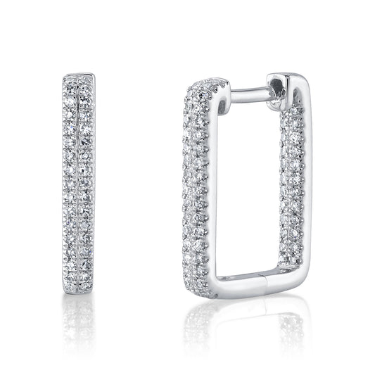 0.27Ct 14K W/G Diamond Rectangle Hoop Earring