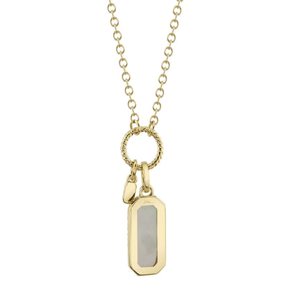 0.13Ct Diamond & 0.75Ct Mother Of Pearl 14K Y/G Dog Tag Necklace