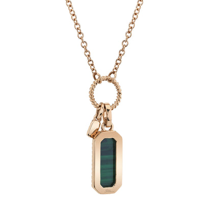 0.13Ct Diamond & 1.03Ct Malachite 14K R/G Dog Tag Necklace
