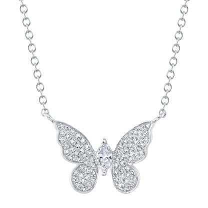 0.23Ct 14K W/G Diamond Marquise Butterfly Necklace