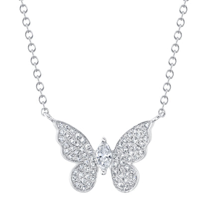 0.23Ct 14K W/G Diamond Marquise Butterfly Necklace