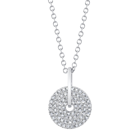 0.17Ct 14K W/G Diamond Pave Circle Necklace