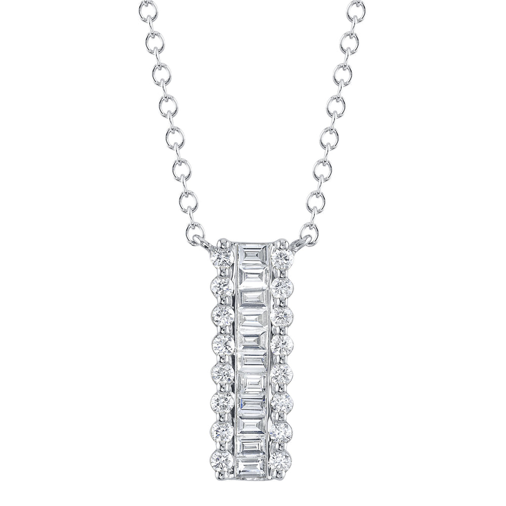0.56Ct 14K W/G Diamond Baguette Necklace