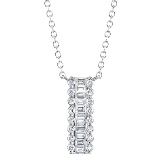 0.56Ct 14K W/G Diamond Baguette Necklace
