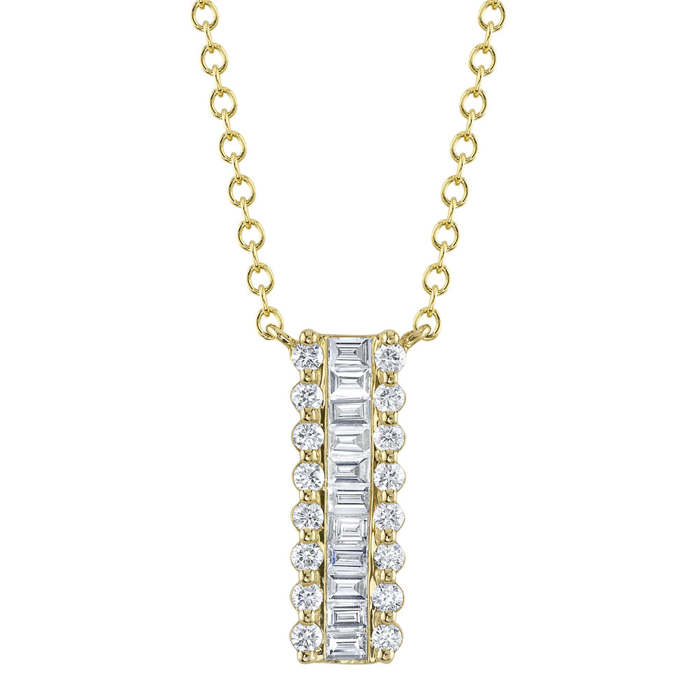 0.56Ct 14K Y/G Diamond Baguette Necklace