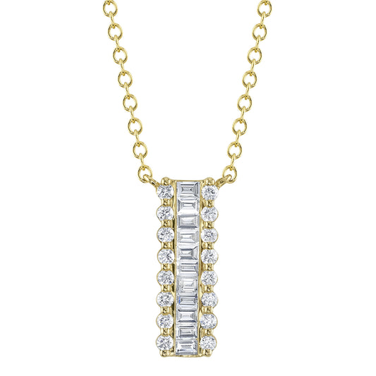 0.56Ct 14K Y/G Diamond Baguette Necklace