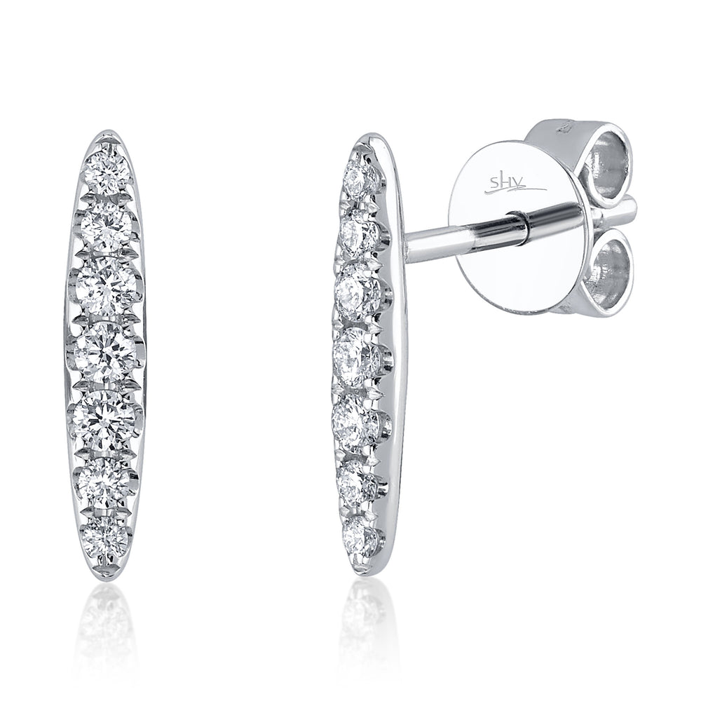 0.19Ct 14K W/G Diamond Bar Stud Earring