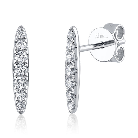 0.19Ct 14K W/G Diamond Bar Stud Earring