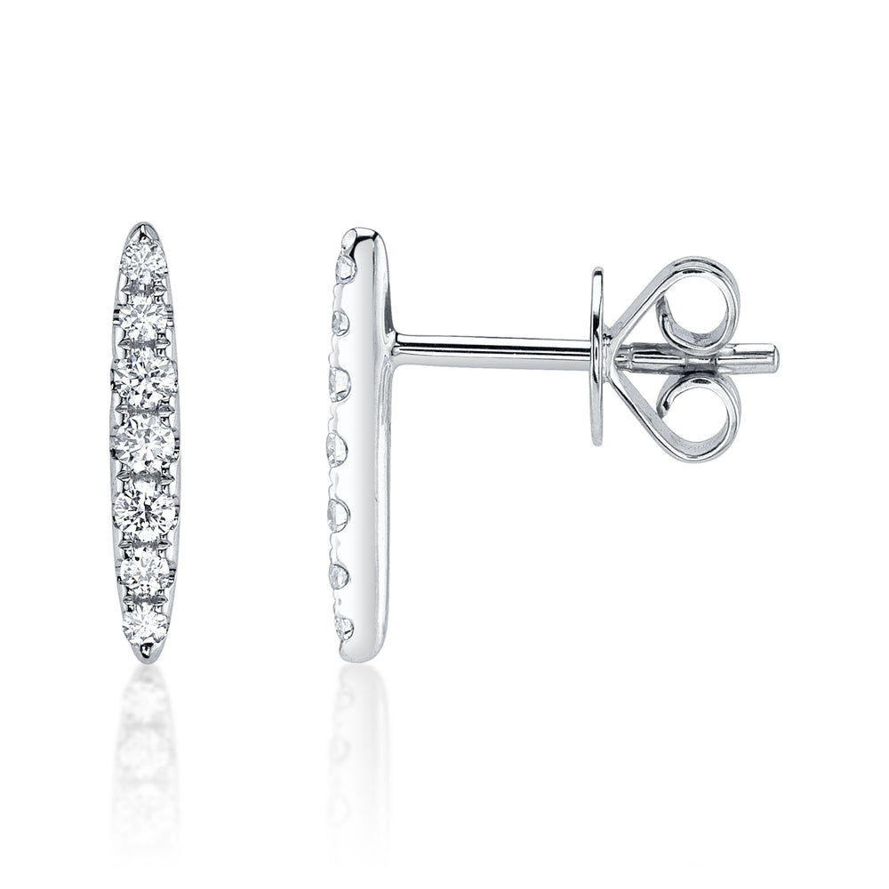 0.19Ct 14K W/G Diamond Bar Stud Earring