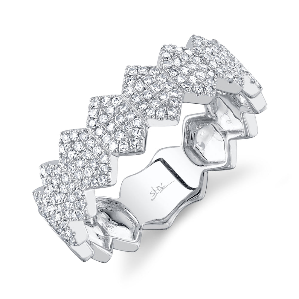 0.35Ct 14K W/G Diamond Pave Hexagon Ring