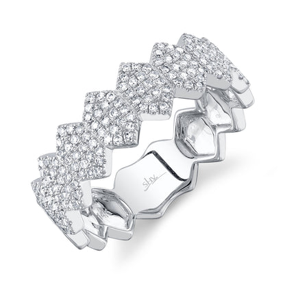 0.35Ct 14K W/G Diamond Pave Hexagon Ring