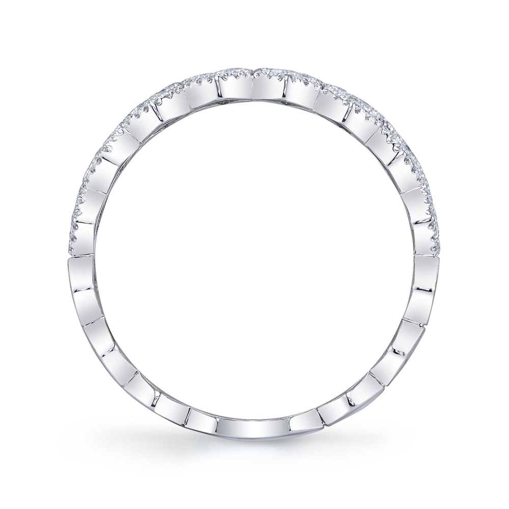 0.35Ct 14K W/G Diamond Pave Hexagon Ring