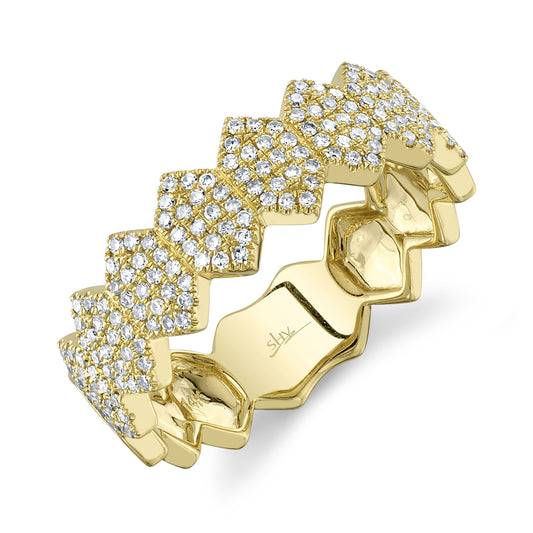 0.35Ct 14K Y/G Diamond Pave Hexagon Ring