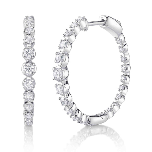 0.84Ct 14K W/G Diamond Crown Setting Hoop Earring
