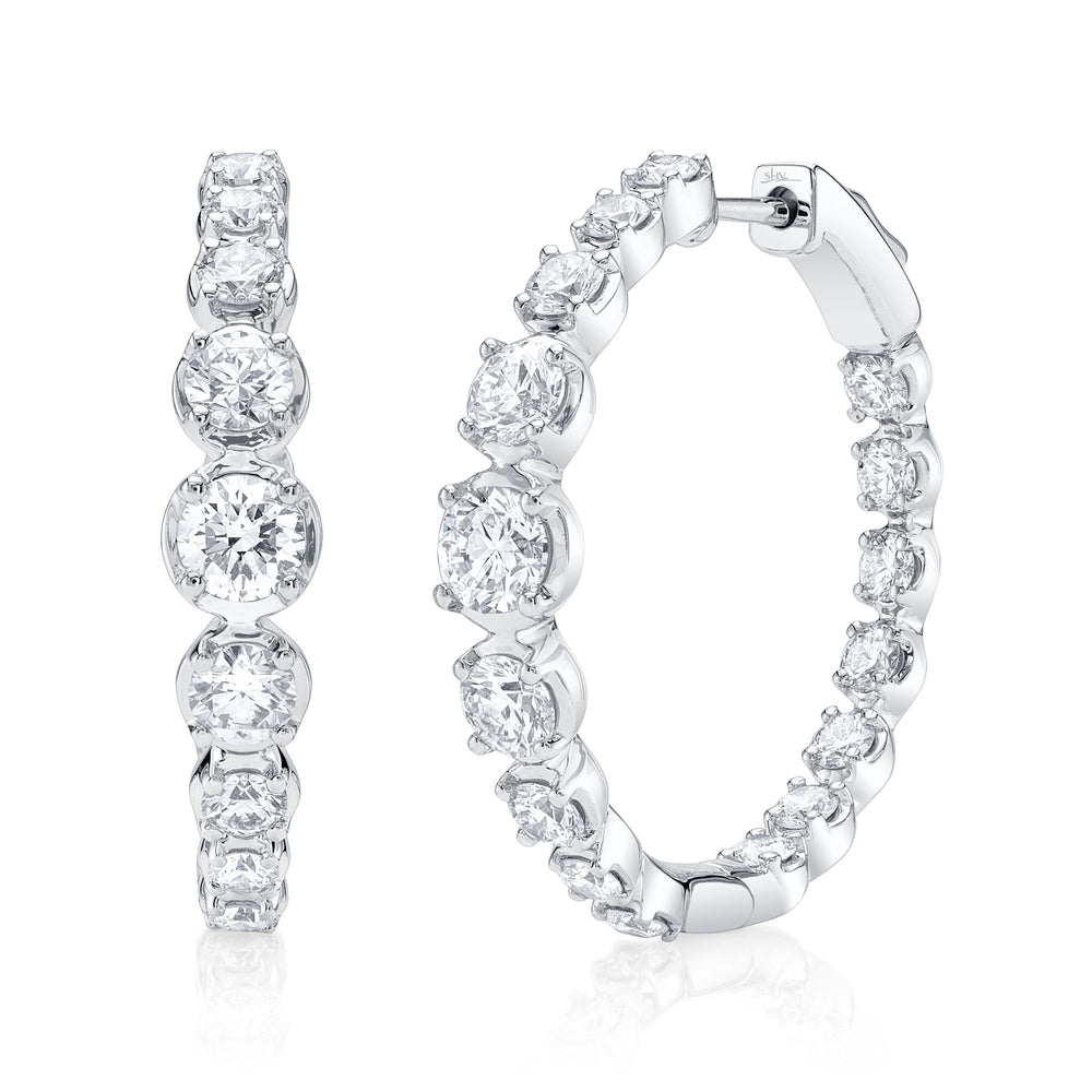 3.63Ct 14K W/G Diamond Crown Setting Hoop Earring