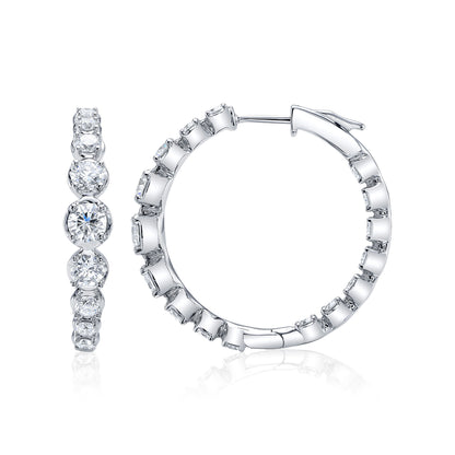 3.63Ct 14K W/G Diamond Crown Setting Hoop Earring