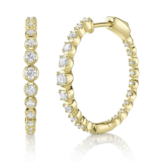 0.84Ct 14K Y/G Diamond Crown Setting Hoop Earring