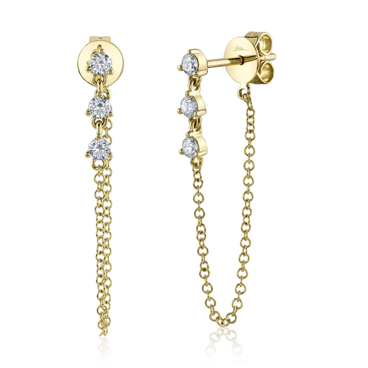 0.29Ct 14K Y/G Diamond Chain Earring