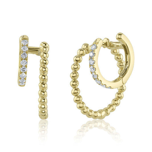 0.18Ct 14K Y/G Diamond Double Huggie Earring
