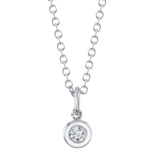 0.05Ct 14K W/G Diamond Bezel Necklace