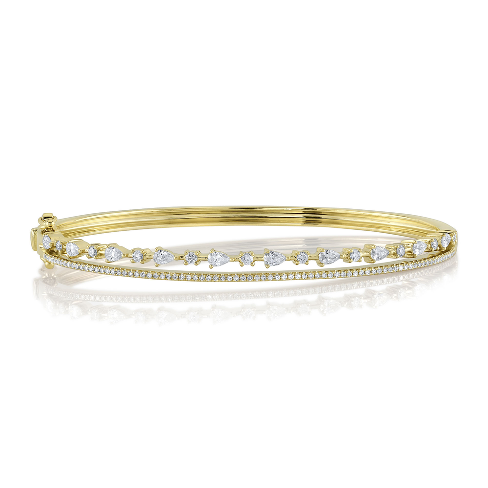 0.93Ct 14K Y/G Diamond Pear Bangle
