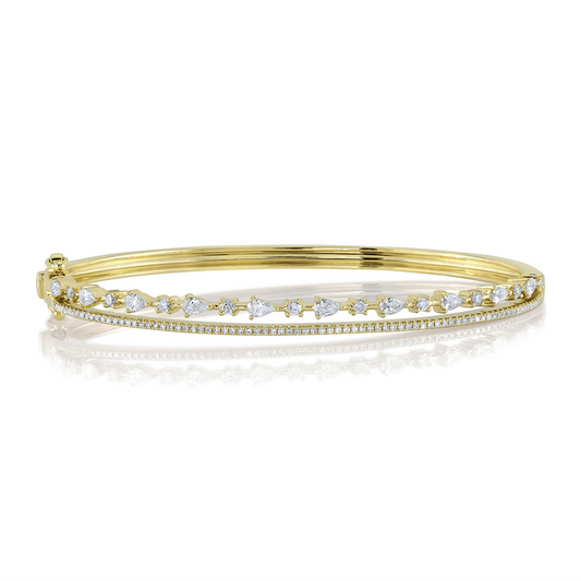 0.93Ct 14K Y/G Diamond Pear Bangle