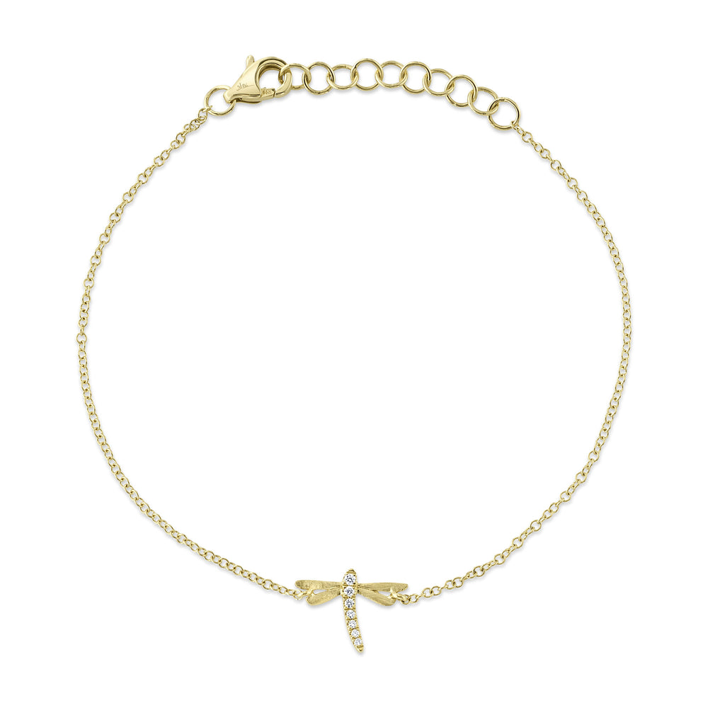 0.03Ct 14K Y/G Diamond Dragonfly Matte Bracelet