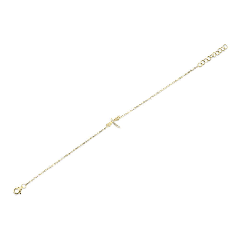 0.03Ct 14K Y/G Diamond Dragonfly Matte Bracelet