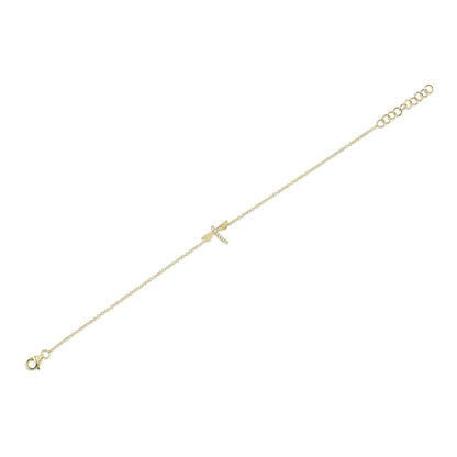0.03Ct 14K Y/G Diamond Dragonfly Matte Bracelet