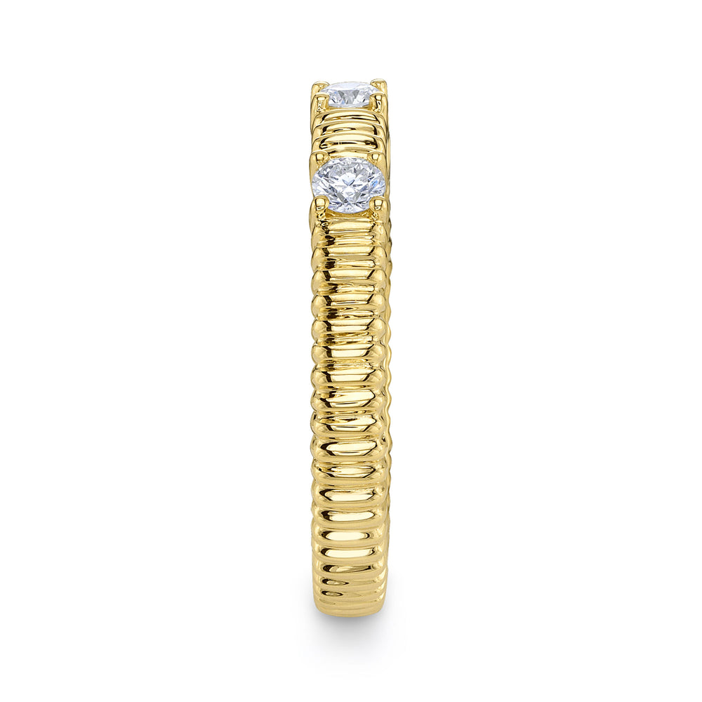 0.24Ct 14K Y/G Diamond Ribbed Band