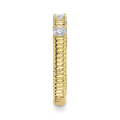 0.24Ct 14K Y/G Diamond Ribbed Band