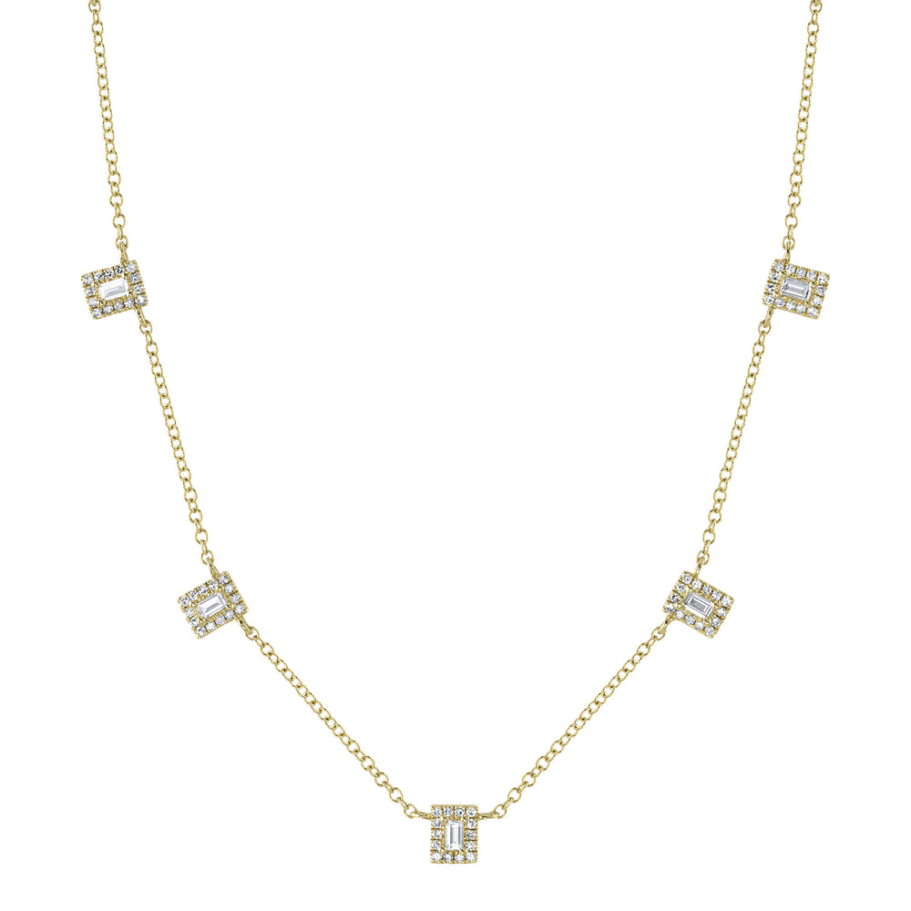 0.28Ct 14K Y/G Diamond Baguette Necklace