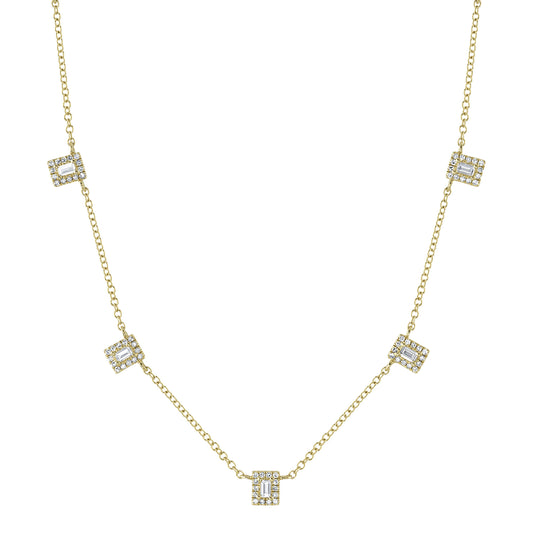 0.28Ct 14K Y/G Diamond Baguette Necklace