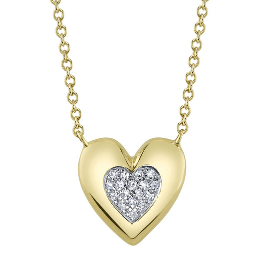 0.04Ct 14K Y/G Diamond Heart Necklace