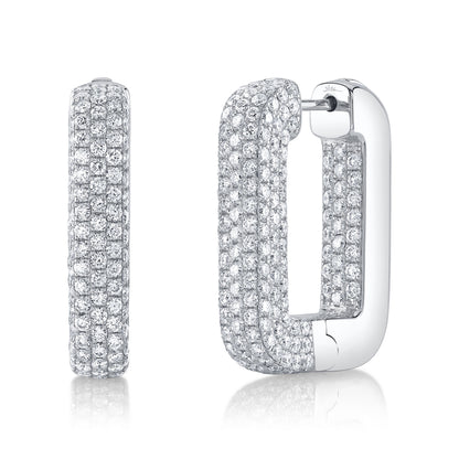 4.13Ct 14K W/G Diamond Pave Rectangle Hoop Earring