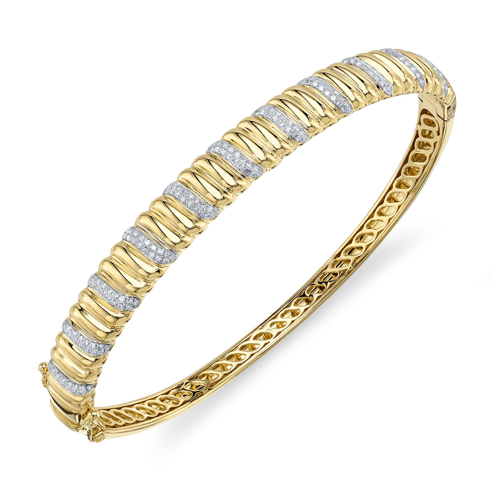 0.46Ct 14K Y/G Diamond Ribbed Bangle